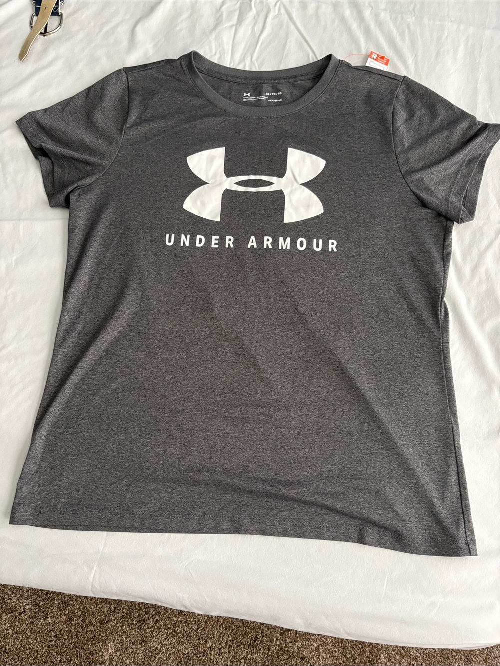 Under Armour Women's Charcoal Gray Short Sleeve Logo Tee